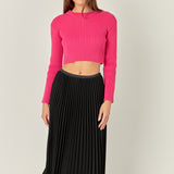 Cropped Ribbed Knit Sweater