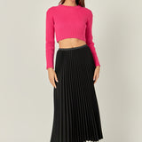 Cropped Ribbed Knit Sweater