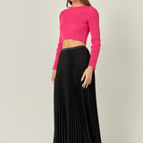 Cropped Ribbed Knit Sweater