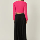 Cropped Ribbed Knit Sweater