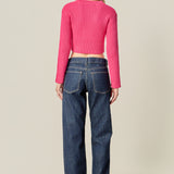 Cropped Ribbed Knit Sweater