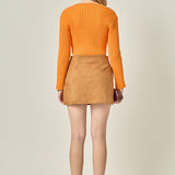 Cropped Ribbed Knit Sweater