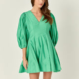 Puff Sleeve Flare Mini Dress