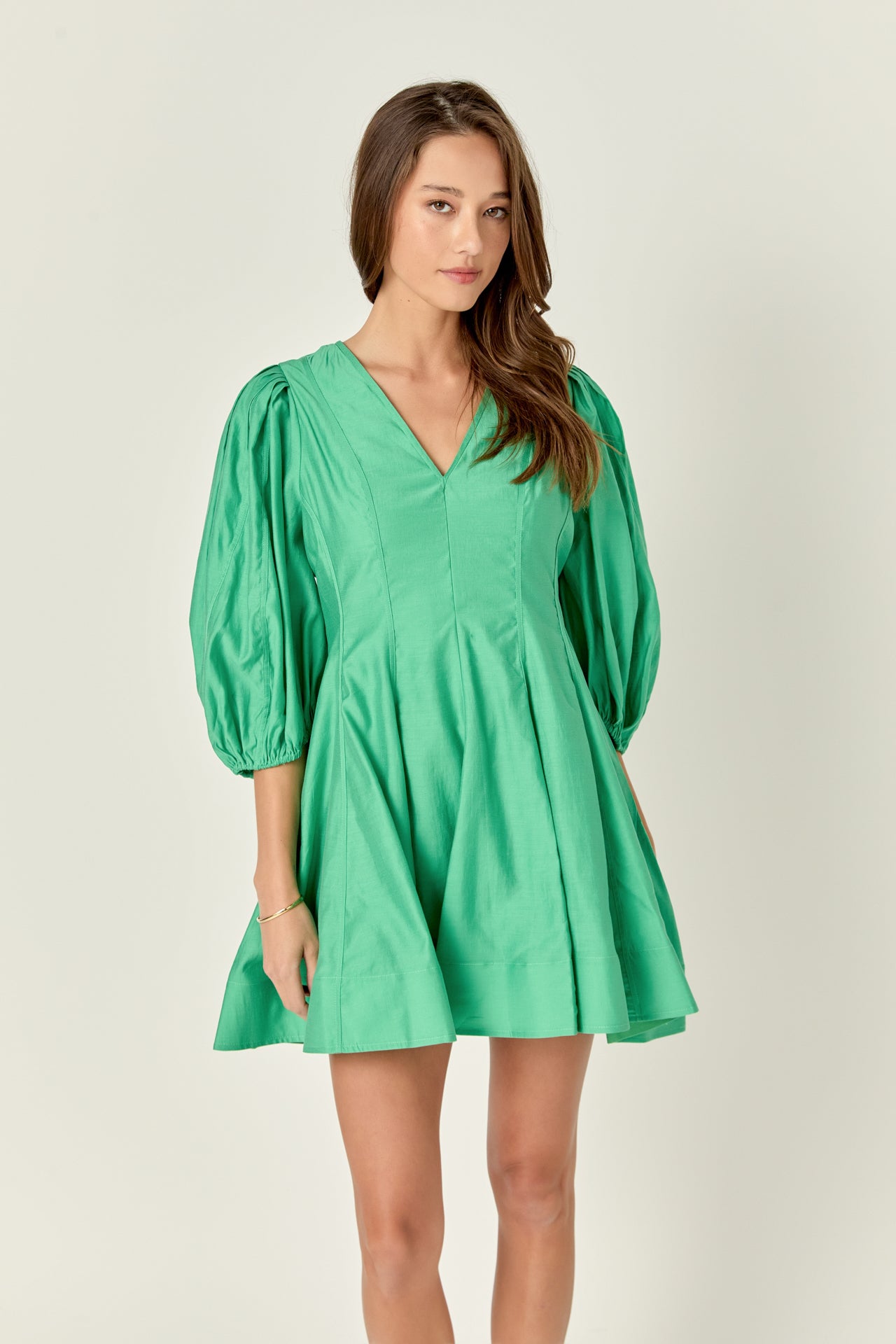 Puff Sleeve Flare Mini Dress