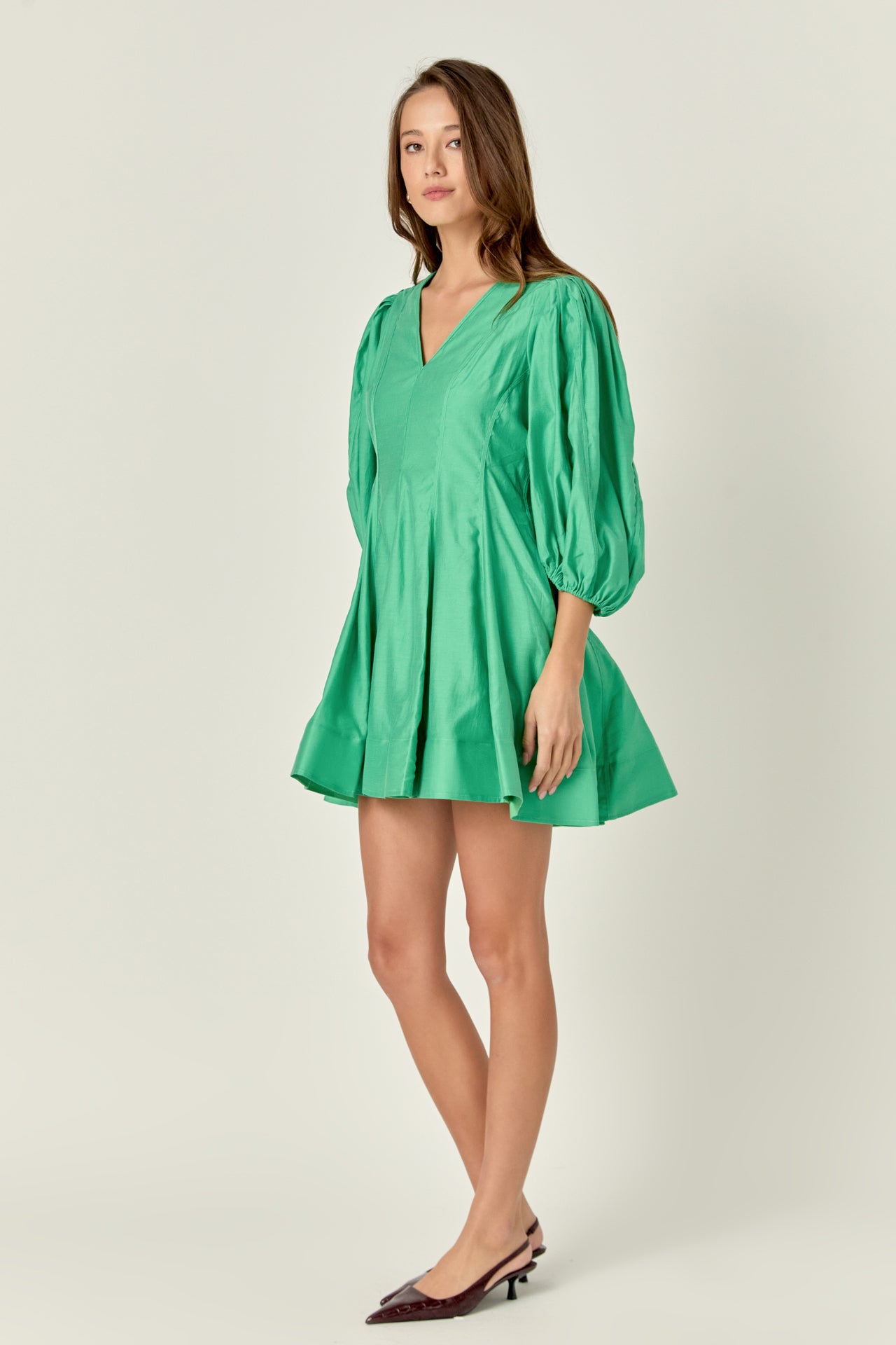 Puff Sleeve Flare Mini Dress