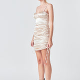 Satin Ruched Mini Dress