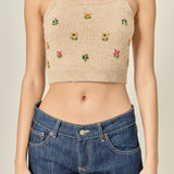 Beaded Detail Knit Tank Top