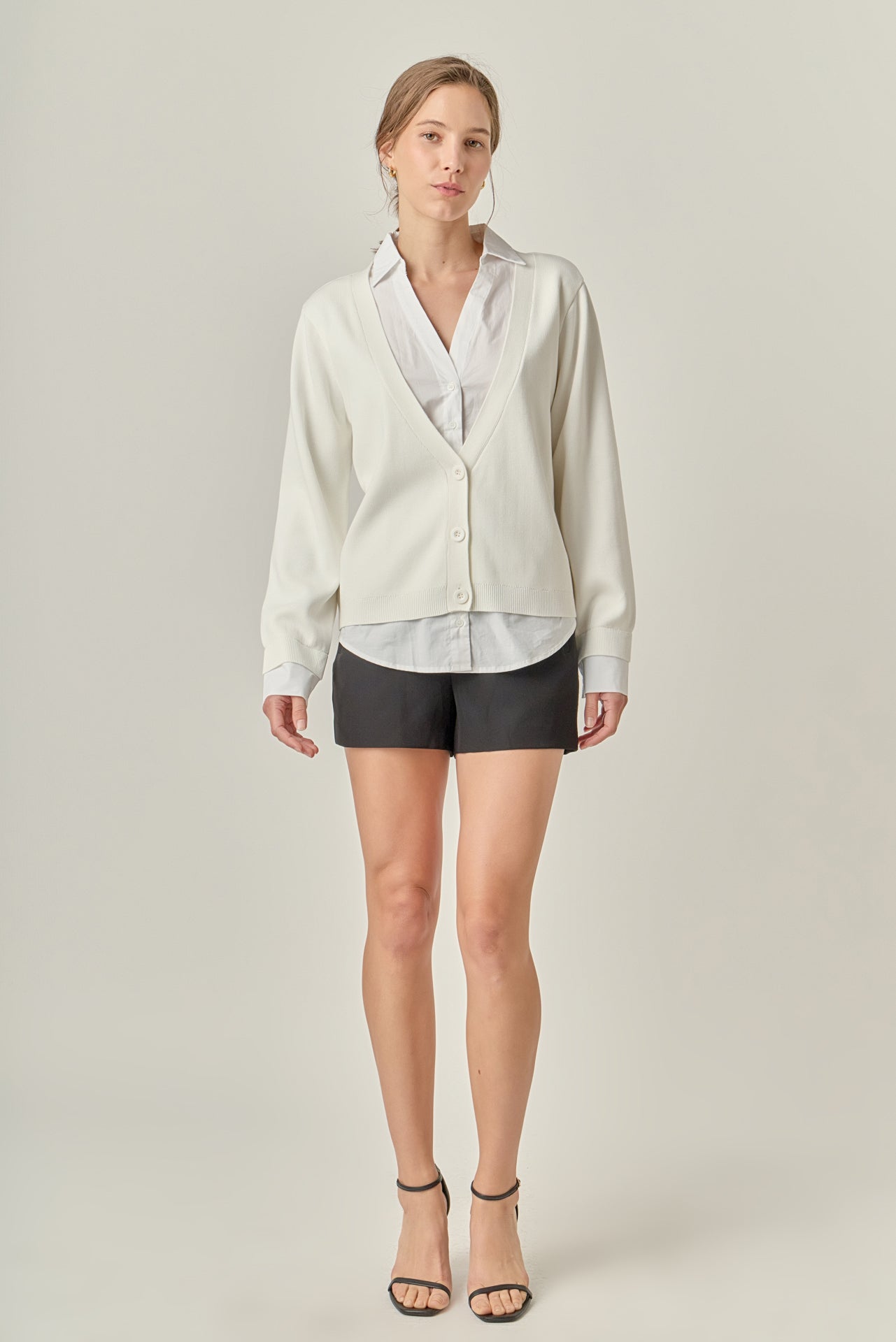 売れ筋商品|||イングリッシュファクトリー ニット&セーター アウター レディース Women's Mixed Media Top Navy/white バイカラー透かしケーブルリボン刺しゅう半袖ニット｜INGNI