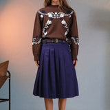 Floral Embroidered Knit Sweater