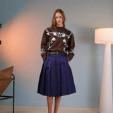 Low Waist Pleated Midi Skirt