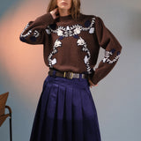 Floral Embroidered Knit Sweater