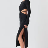 Long Sleeve Open-Back Maxi Dress