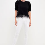 Black Feather Edge Top