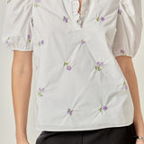 Floral Embroidery V-neck Top