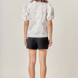 Floral Embroidery V-neck Top