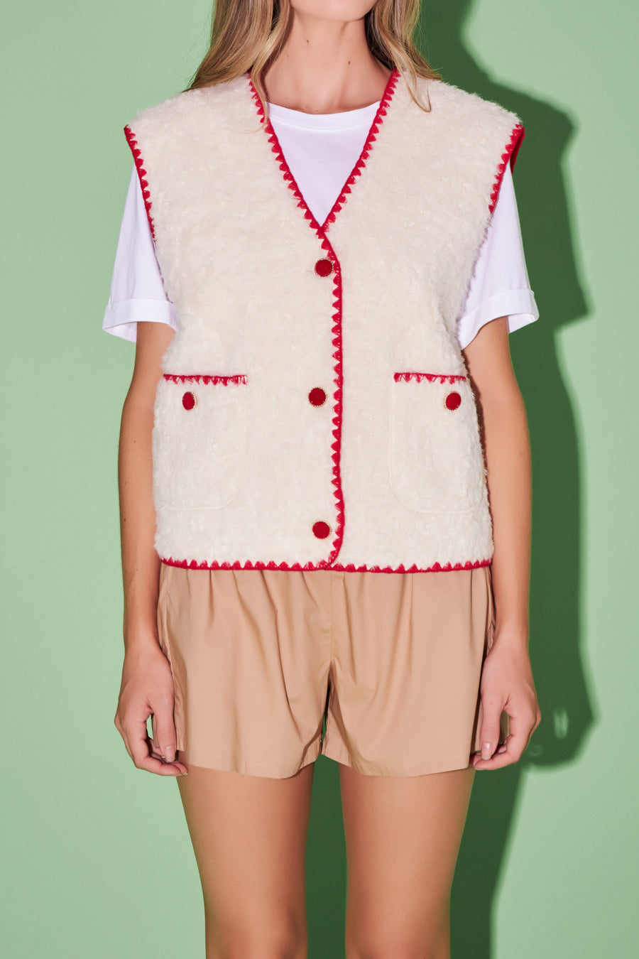 Faux Shearling Puffer Vest