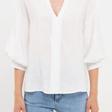 V-Neckline Drop Shoulder Blouse