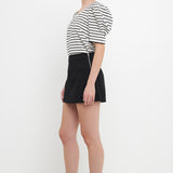 Stripe Pleated Puff Sleeve Top