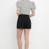 Stripe Pleated Puff Sleeve Top