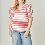 Plus Size Stripe Women Knit Shirt