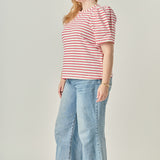 Plus Size Stripe Women Knit Shirt