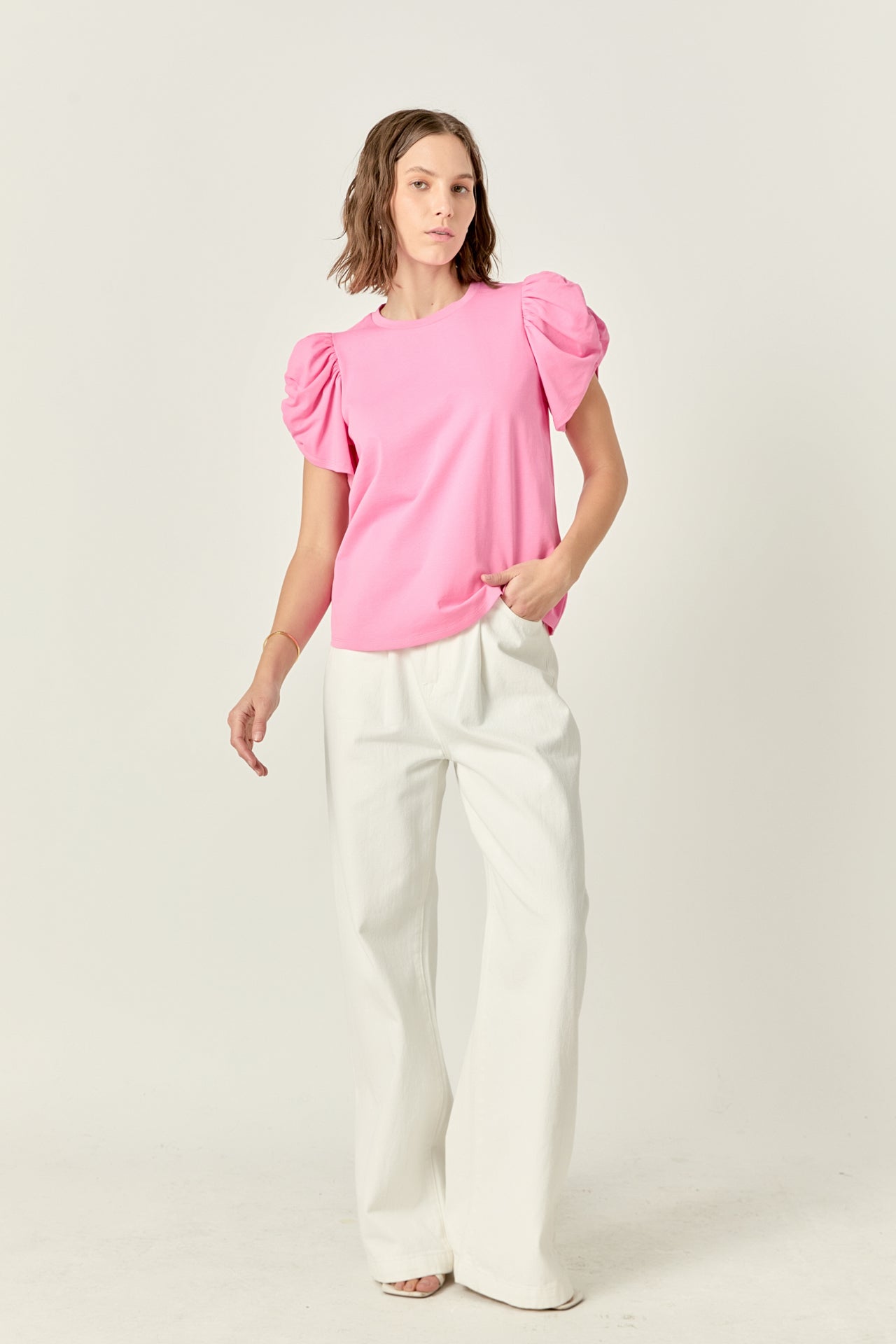 Ruched Sleeve T-Shirt – English Factory