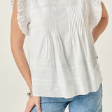 Trim Detail Ruffled Top