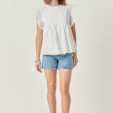 Trim Detail Ruffled Top