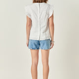 Trim Detail Ruffled Top
