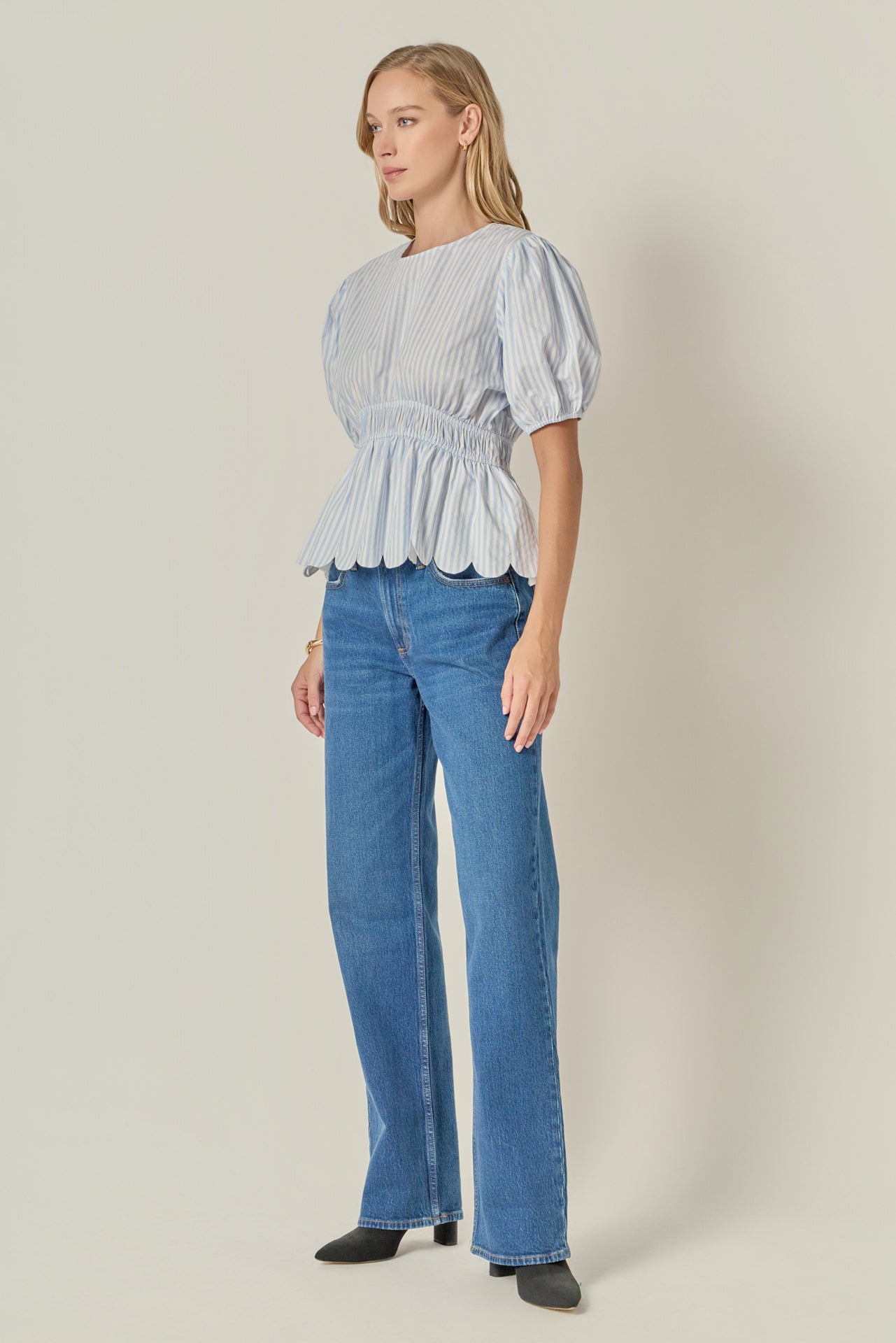 Striped Puff Sleeve Top – English Factory