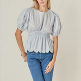 Striped Puff Sleeve Top