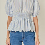 Striped Puff Sleeve Top
