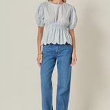 Striped Puff Sleeve Top