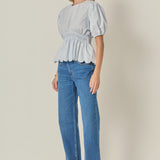 Striped Puff Sleeve Top