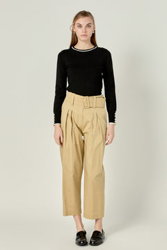 High Waist Belted Wide Leg Pants