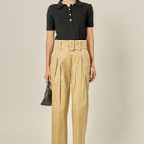 High Waist Belted Wide Leg Pants