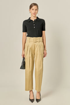 High Waist Belted Wide Leg Pants