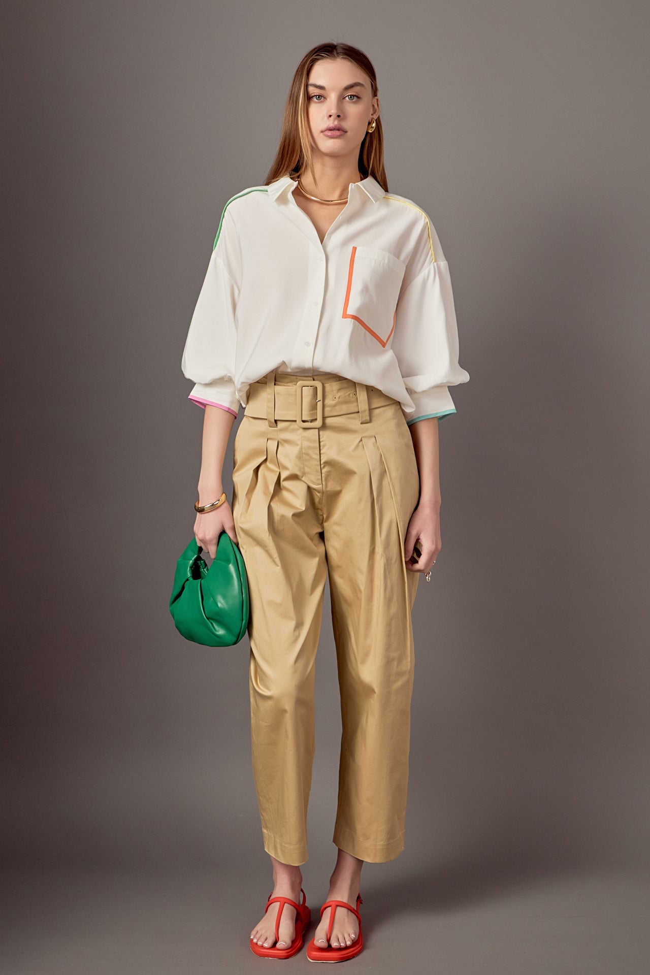 high waisted belted dress pants Super High Waisted Belted Paperbag Wide Leg Pant