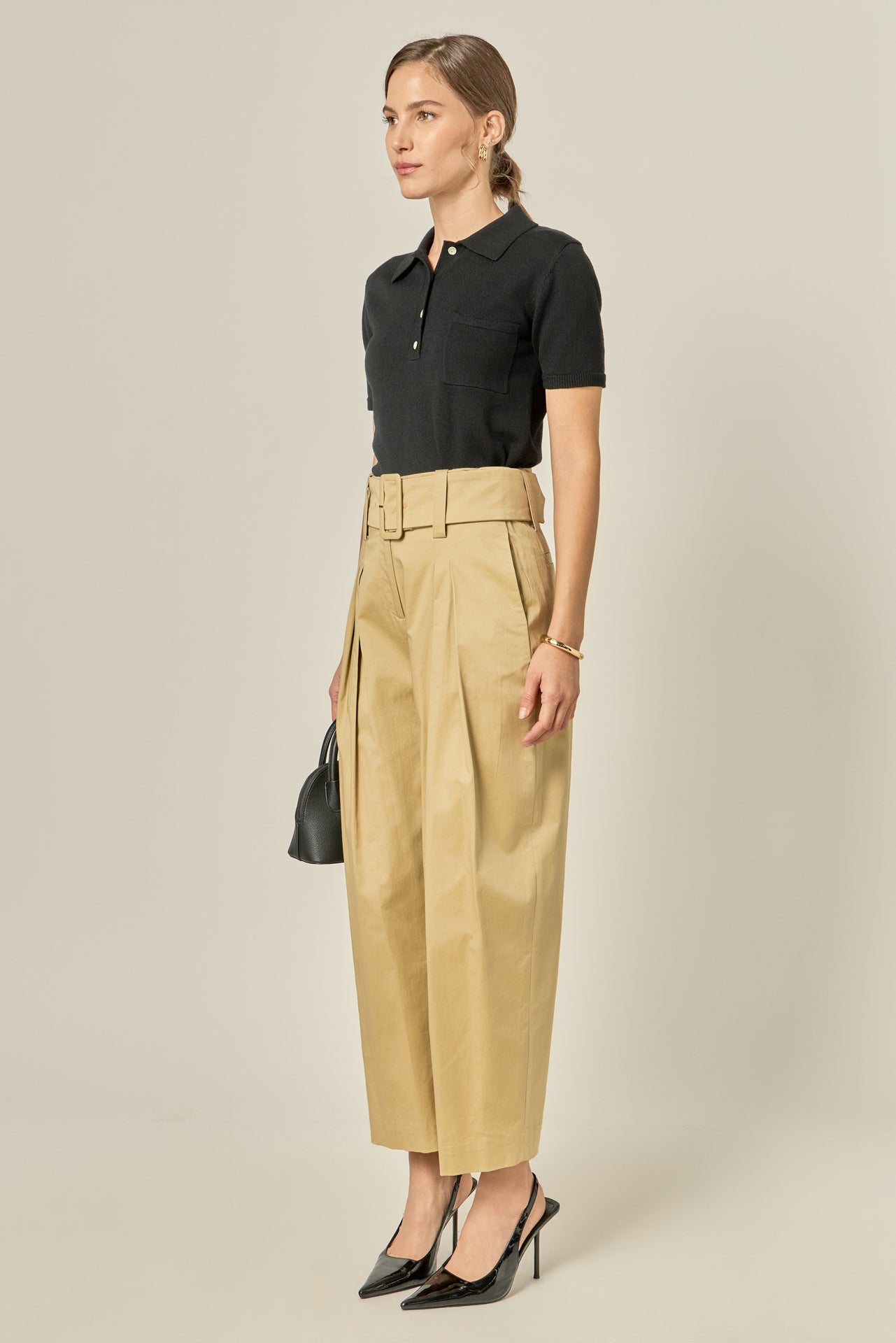 YOKE　HIGH WAIST BELTED PANTS High Waist Belted Wide Leg Pants – English Factory