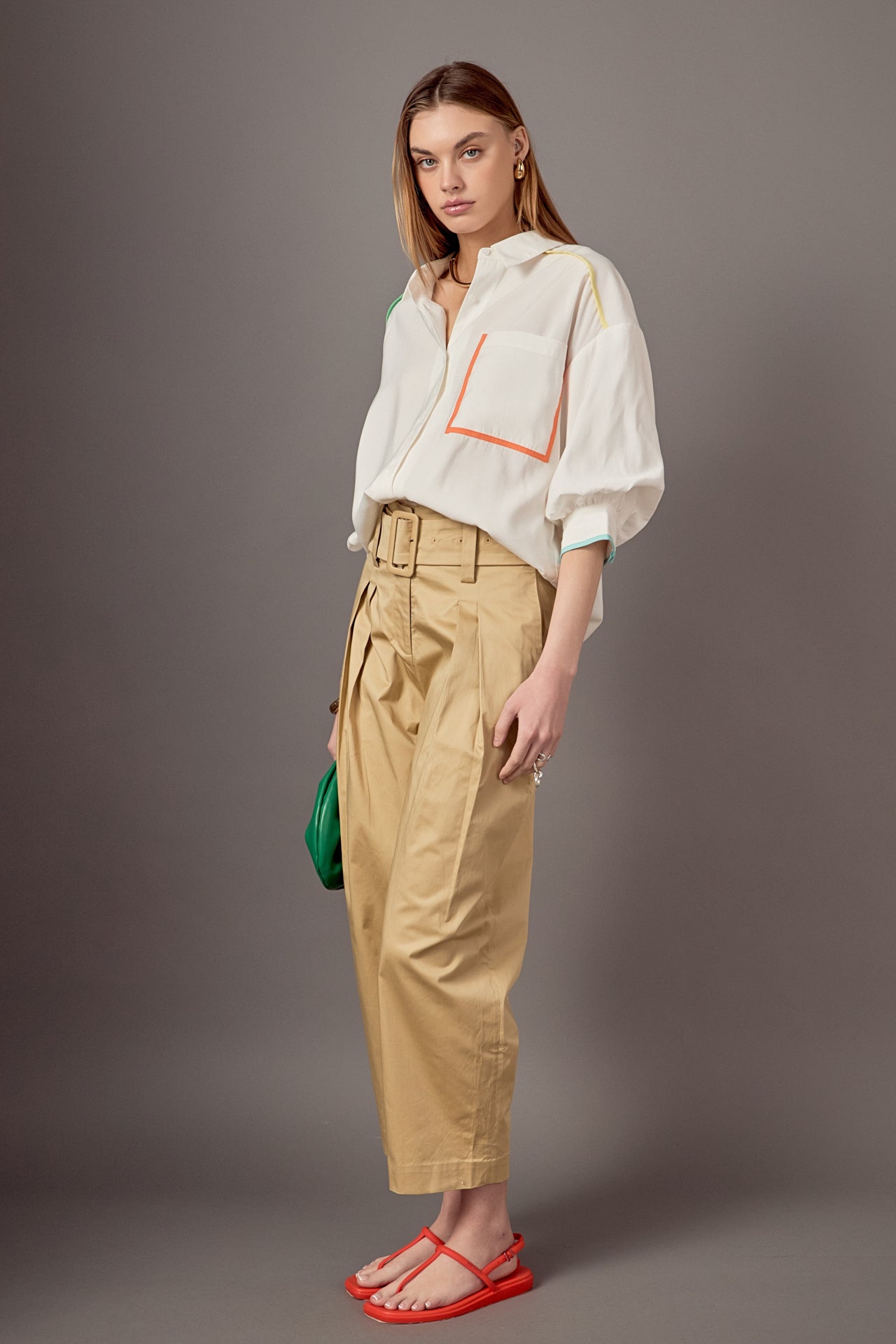 High Waist Belted Wide Leg Pants – English Factory