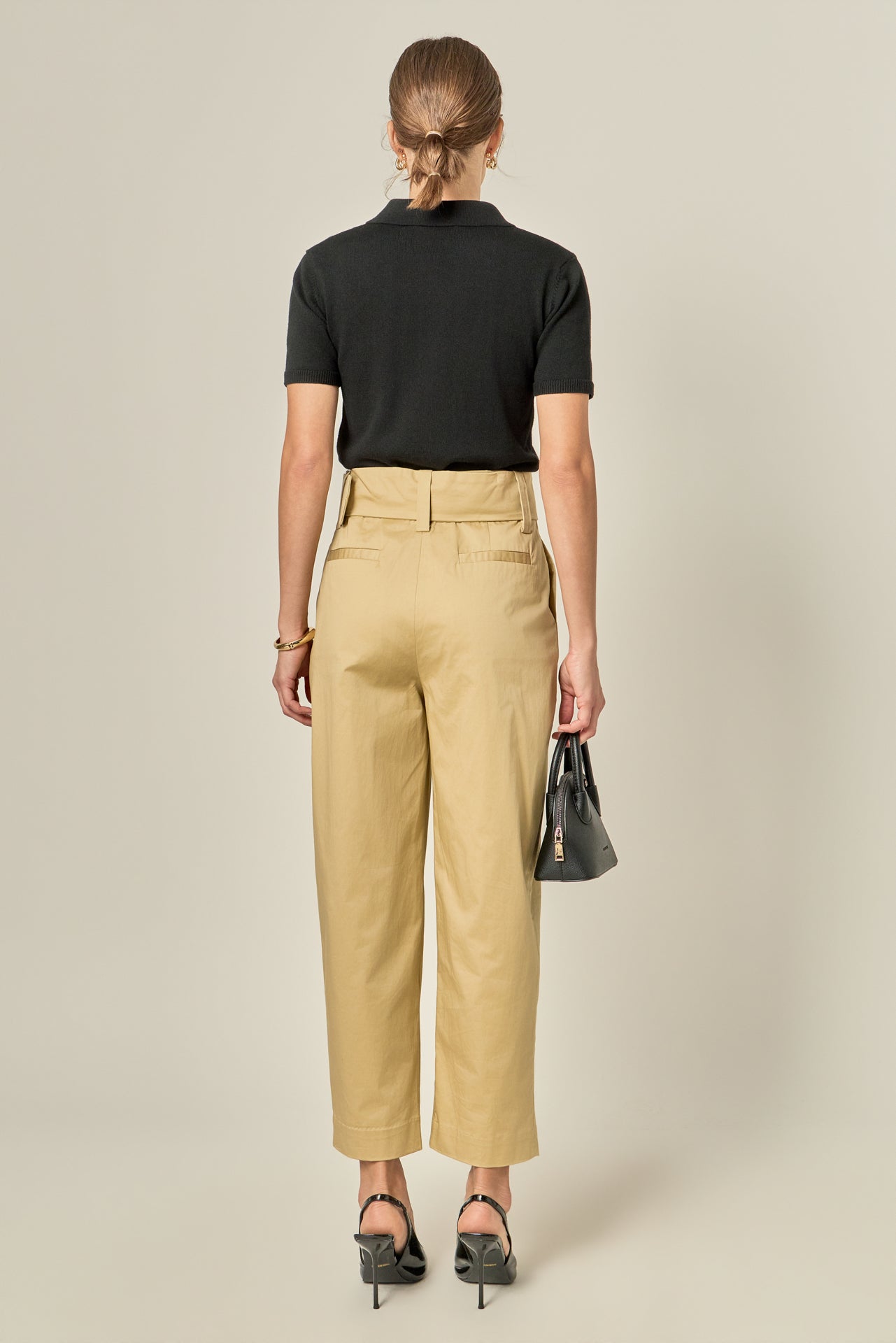 High Waist Belted Wide Leg Pants – English Factory