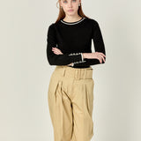 High Waist Belted Wide Leg Pants