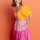 Color Block Front Twist Mini Dress