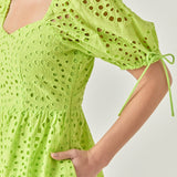 Eyelet Scallop Edge Mini Dress