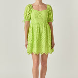 Eyelet Scallop Edge Mini Dress