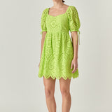 Eyelet Scallop Edge Mini Dress