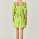 Eyelet Scallop Edge Mini Dress