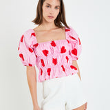 Heart Shape Shirring Top