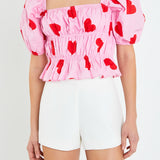 Heart Shape Shirring Top