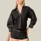 V-neckline Puff Sleeve Shirt